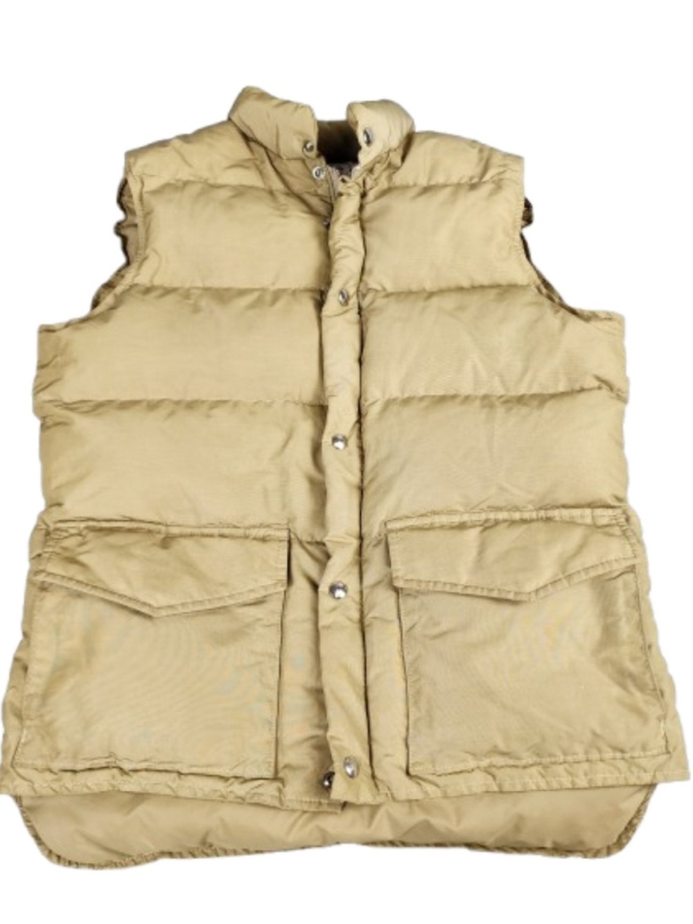 Vintage L.L. Bean Tan Quilted Vest with Stand-Up Collar